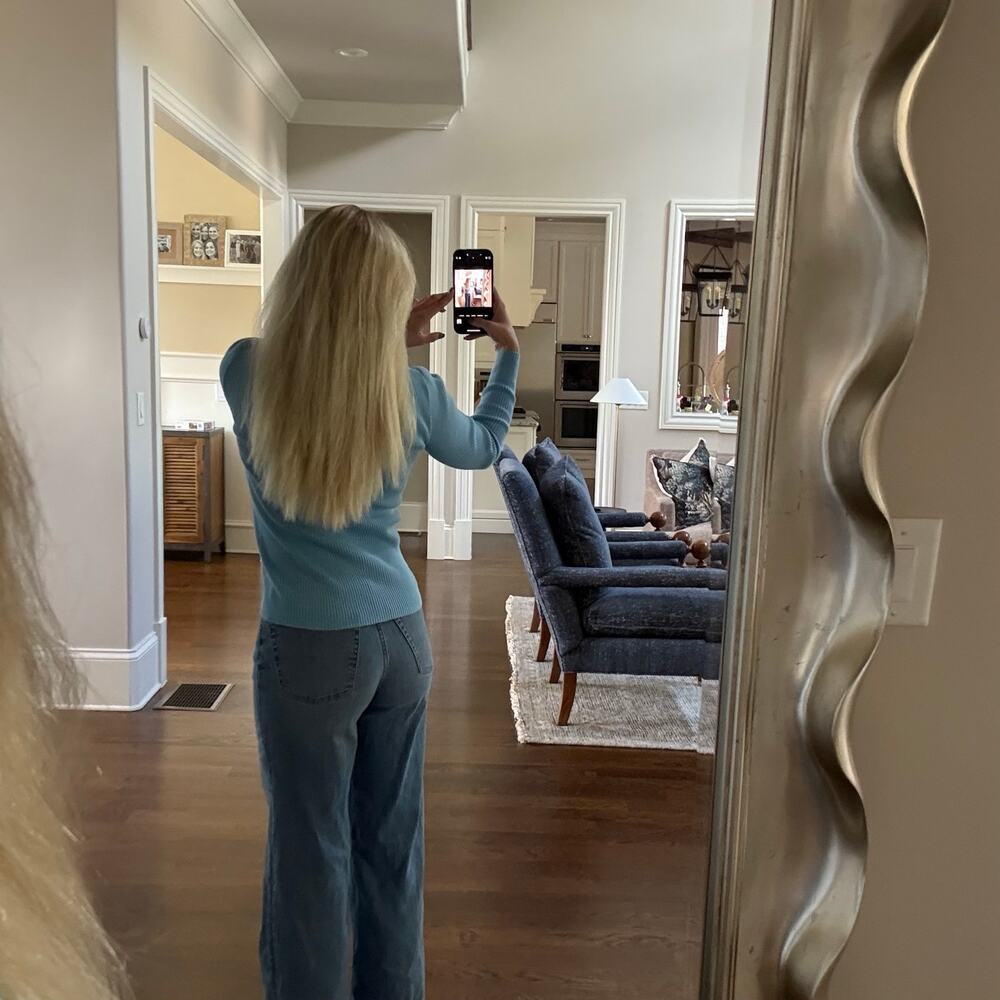 Baby Blue 100% Cotton Turtleneck Long Sleeve - Picture 4 of 4